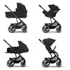 Cybex Balios S Lux Wózek Głęboko-Spacerowy Moon Black 2023 Rama Czarna + Cybex Aton B2 i-Size 0-13kg + Baza One Volcano Black