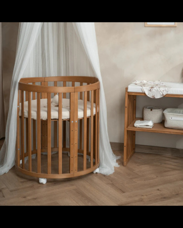 Waldin Łóżeczko Dziecięce Owalne 7w1 z Materacem Vintage