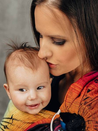 LennyLamb Chusta Kółkowa Splot Żakardowy Noszenia Dzieci Symfonia Tęczowa Dark  1,8m 100% Bawełna