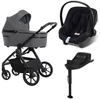 Espiro Yoga 2025 Wózek Głęboko-Spacerowy 117 Gray Zen + Cybex Aton B2 i-Size Fotelik Samochodowy 0-13kg + Baza One Volcano Black