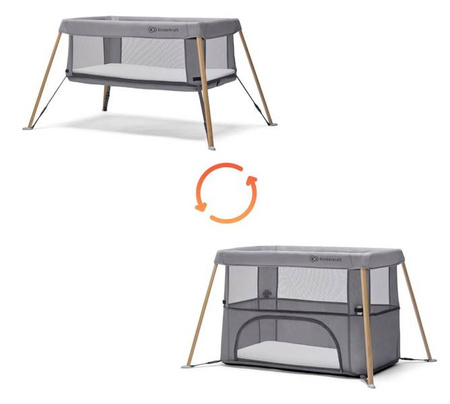 Kinderkraft Movi Łóżeczko Turystyczne   Grey&Wooden
