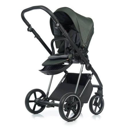 Roan Ivi 2.0 Wóżek Głęboko-Spacerowy Rama Chrome Black Forest + Cybex Aton B2 i-Size Fotelik Samochodowy 0-13kg + Baza One Volcano Black
