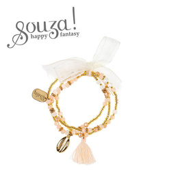 Souza! Potrójna bransoletka z chwostem biało-złoto-jasnoróżowa Evette