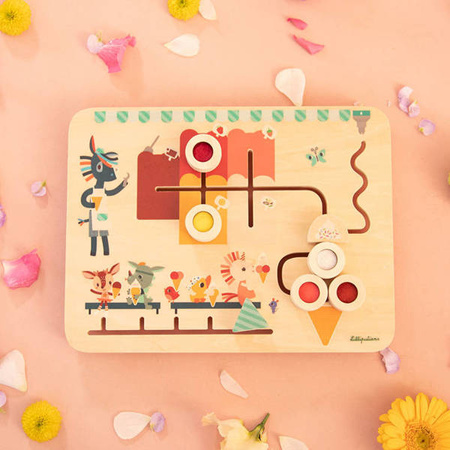 Lilliputiens Drewniana Tablica Labirynt Sensoryczny Lodziarnia 18 m+