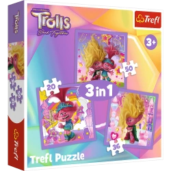 Trefl Puzzle 3w1 Trolls Poznaj wesołe Trolle