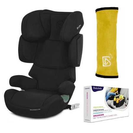 Cybex Solution X I-Fix Fotelik Samochodowy 15-50 kg Pure Black + Organizer BabySafe + Nakładka na Pas BabySafe