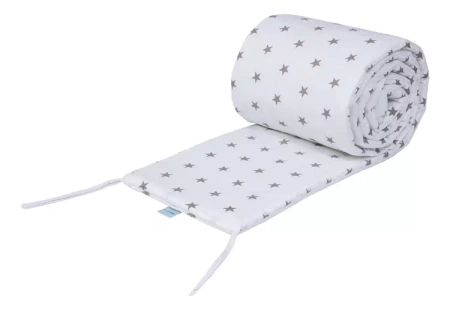 [OUTLET] Waldin Wyposażenie do Łóżeczka 7w1 Białe / Szare Gwiazdki