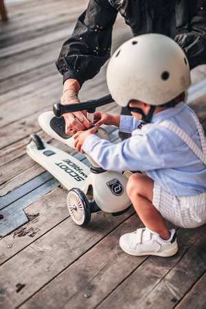 Scootandride Highwaykick 1 Jeździk i Hulajnoga 2w1 1-5 lat + Scootandride Kask Dla Dzieci S-M Ash