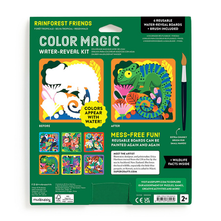 Mudpuppy Kolorowanka wodna wielorazowa Magia kolorów Las deszczowy 2+