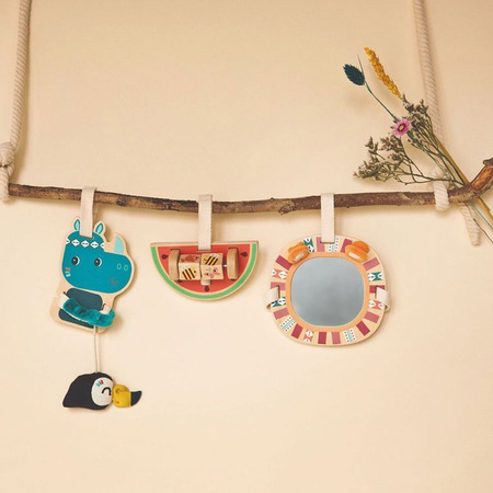 Lilliputiens Zestaw drewnianych zawieszek aktywizujących Nosorożec Marius 9 m+