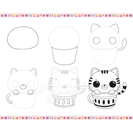 Janod Zestaw kreatywny Rysowanie krok po kroku Modele kawaii 20 rysunków 7+