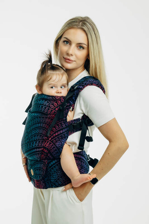 LennyLamb Moje Pierwsze Nosidełko LennyUpGrade PRO, Z Tkaniny Żakardowej 60% Bawełna, 28% Wełna Merino, 8% Jedwab, 4% Kaszmir- Pawi Ogon Czarny Opal