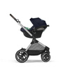 Cybex Eos Lux Wózek Głęboko-Spacerowy Rama Srebrna Ocean Blue + Aton B2 i-Size Fotelik 0-13kg + Baza One Volcano Black