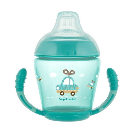 Canpol Babies Toys Kubek Niekapek Miękki Silikonowy Ustnik 230ml  56/502_tur Turkusowy