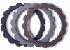 Mushie 3 Gryzaki Silikonowe Bransoletki FLOWER  Dove Gray & Steel & Stone