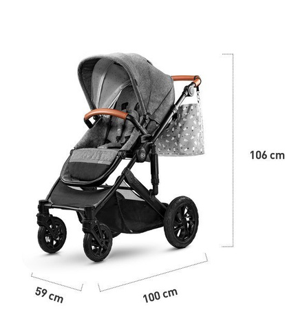 Kinderkraft Prime Wózek Głęboko-Spacerowy 3w1 + Mommy Bag Grey