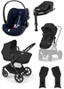 Cybex Eos Lux Wózek Głęboko-Spacerowy Rama Czarna Moon Black + Cybex Cloud G I - Size Fotelik Samochodowy Ocean Blue Plus + Adaptery + Baza