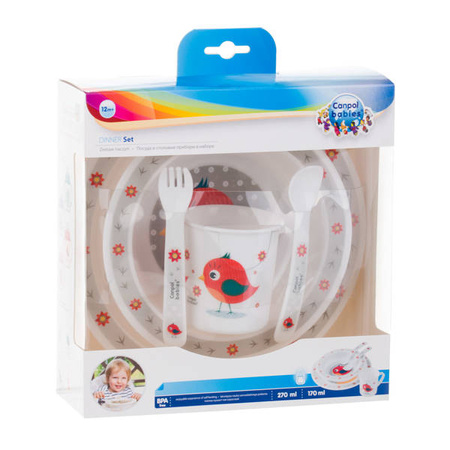 Canpol Babies Cute Animals Plastikowy zestaw stołowy - 4/401_red Red