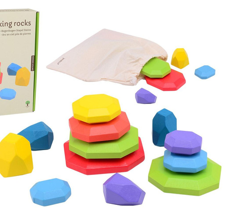 Joueco Drewniana tęczowa piramida z kamieni