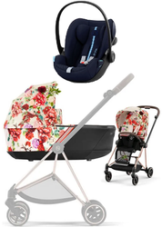 Cybex Mios 3.0 Wózek Głęboko-Spacerowy Spring Blossom Light + Cybex Cloud G I-Size Fotelik Samochodowy Ocean Blue Plus