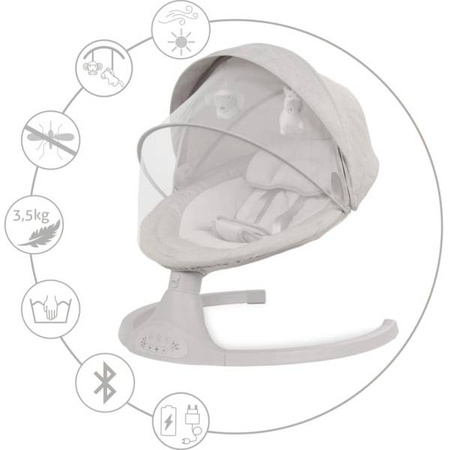 Kidwell LUXI Leżaczek Bujaczek Elektryczny 2w1 Light Melange 