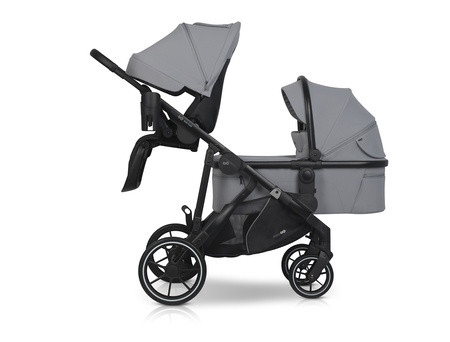 Easy Go Duoflex Wózek Głęboko-Spacerowy Bliźniaczy Rok po Roku Cloudy Gray 2 Siedziska 1 Gondola