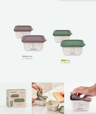 Miniland Pojemniki Na Żywność Hermetyczne ECO-friendly 2x400 ml - Żabka