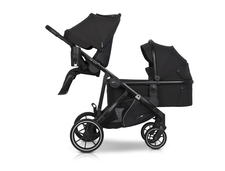 Easy Go Duoflex Wózek Głęboko-Spacerowy Bliźniaczy Rok po Roku Ebony Black 2 Siedziska 2 Gondole