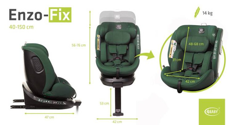 4Baby Enzo-Fix I-Size Fotelik Samochodowy 0-36 kg Dark Green