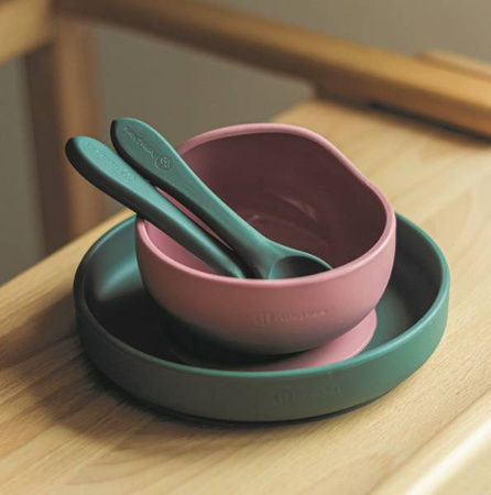 Petite&Mars Take&Match Silikonowy Talerzyk z Przyssawką 6m+ Misty Green