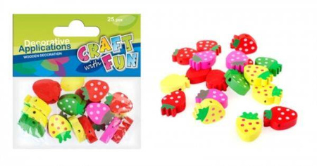 Craft With Fun Ozdoba Dekoracyjna Drewniana Truskawka 25szt