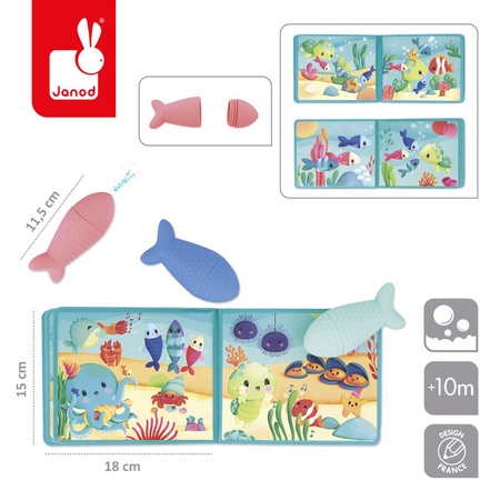 Janod Książeczka do kąpieli z 3 psikawkami Przyjęcie pod wodą 10m+
