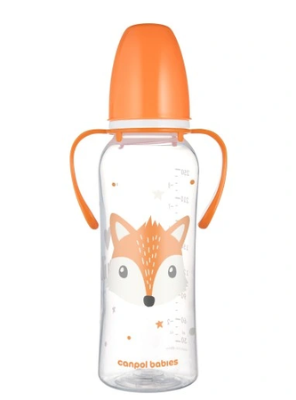 Canpol Babies Butelka Z Uchwytami Cute Animals Pomarańczowa 250ml 