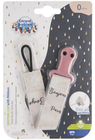 Canpol Babies Tasiemka Do Smoczka Uspokajającego Bonjour Paris 51/026  Pink