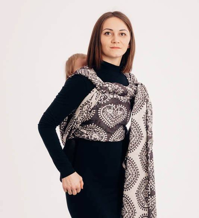 LennyLamb Żakardowa Chusta Do Noszenia Dzieci 74%Bawełna 26% Jedwab FOLKOWE SERCA NOSTALGIA rozm M