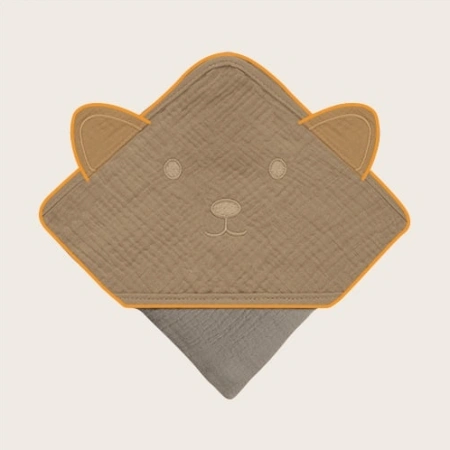 Lionelo Ręcznik kąpielowy z kapturkiem Muslin Hooded Towel Beige Cappuccino