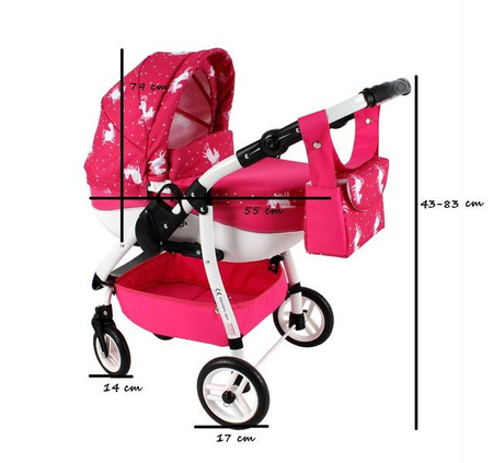 Adbor Lily Wózek dla Lalek Sport Niebieski Ls-09