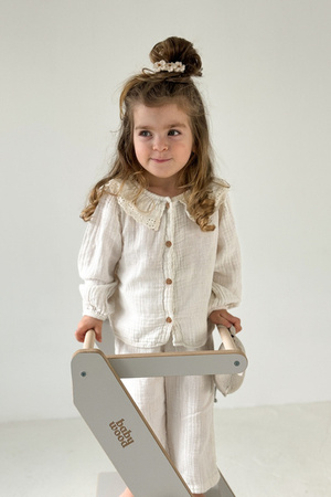 Baby Wood Kitchen Helper Składany Szary