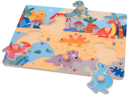 Joueco Drewniane puzzle z uchwytami DINO