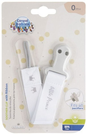 Canpol Babies Tasiemka Do Smoczka Uspokajającego Royal Baby 51/025  Grey