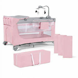 Kinderkraft Leody Łóżeczko Turystyczne z Akcesoriami Pink