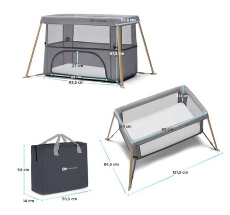 Kinderkraft Movi Łóżeczko Turystyczne   Grey&Wooden