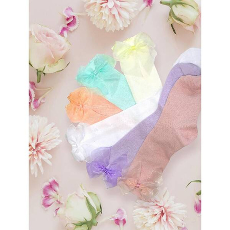 Milusie Podkolanówki Ażurowe z Aplikacją Rozmiar 17-19 Mix Kolorów