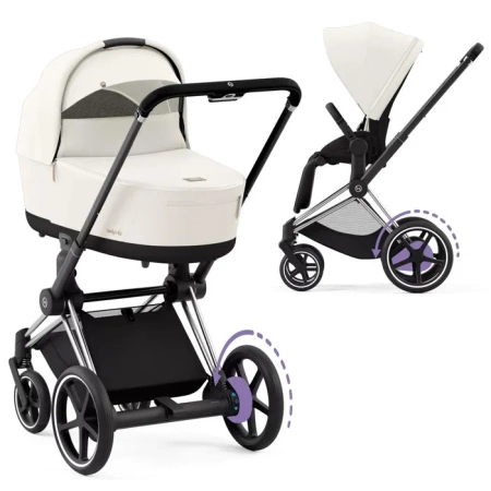 Cybex e-Priam 4.0 Wózek Głęboko-Spacerowy + Britax Romer Baby-Safe Pro Fotelik Samochodowy 0-13kg + Baza