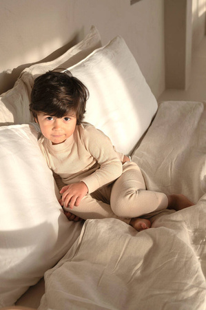 Lodger dwuczęściowa piżamka bawełniana beżowa Ciumbelle Ivory r. 92