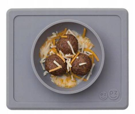 EZPZ Silikonowa Miseczka z Podkładką 2w1 Mini Bowl Szara