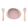 Olmitos Miseczka silikonowa ze sztućcami różowy