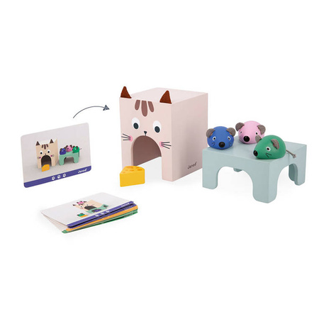 Janod Drewniana układanka Orientacja w przestrzeni Kot i mysz 3+