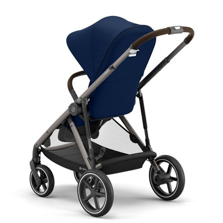 Cybex Gazelle S Wózek Bliźniaczy Rok po Roku + Cybex Aton M I-Size & SensorSafe 0-13 kg RWF + Adaptery  Navy Blue rama Taupe