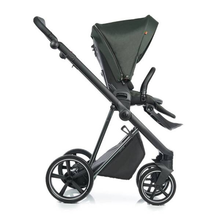 Roan Ivi 2.0 Wóżek Głęboko-Spacerowy Rama Chrome Black Forest + Cybex Aton B2 i-Size Fotelik Samochodowy 0-13kg + Baza One Volcano Black